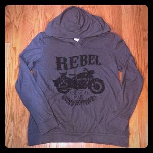 Tops - “Rebel” Tissue Weight Hoodie Size XL 🏍 Tops - “Rebel” Tissue Weight Hoodie Size XL 🏍